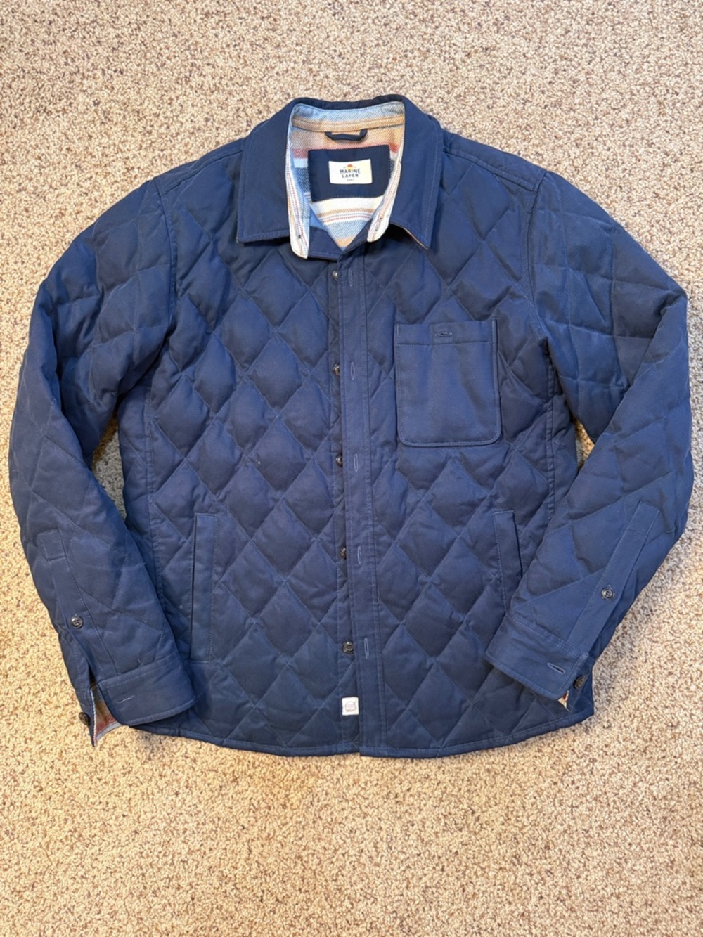 Marine Layer Decker Quilted Navy Men's Jacket - Small